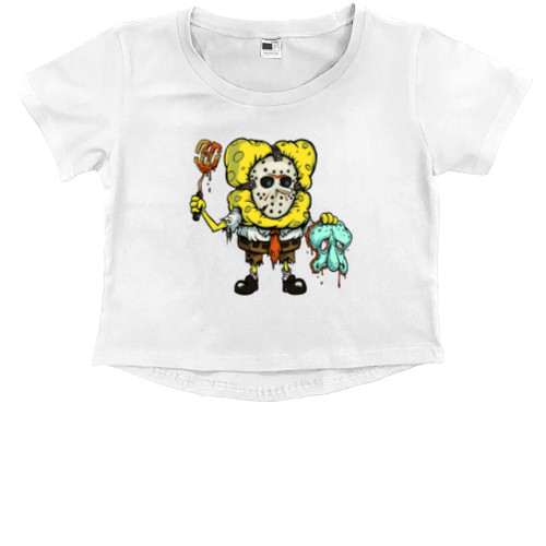 Kids' Premium Cropped T-Shirt - Губка Боб Хоррор - Mfest