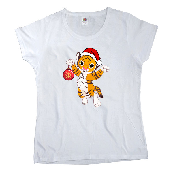 New Year and Christmas - Women's T-shirt Fruit of the loom - Новогодний тигр - Mfest