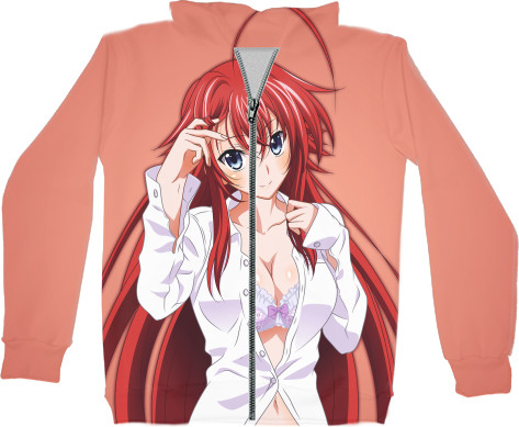 Unisex Zip-through Hoodie 3D - Rias Gremory - Mfest