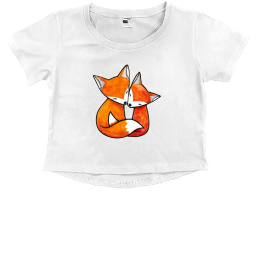 Kids' Premium Cropped T-Shirt - Лисята - Mfest