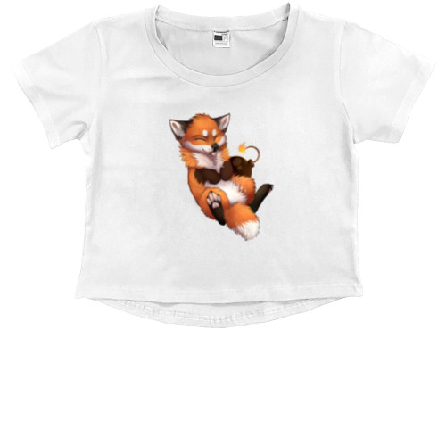 Kids' Premium Cropped T-Shirt - Лисица - Mfest