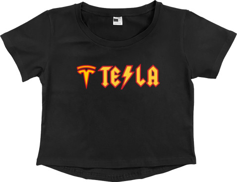 Women's Cropped Premium T-Shirt - Tesla 10 - Mfest