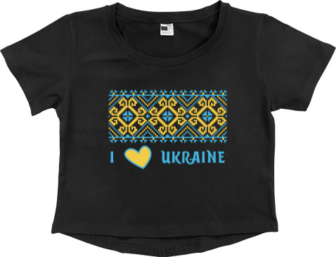 Women's Cropped Premium T-Shirt - Love Ukraine - Mfest