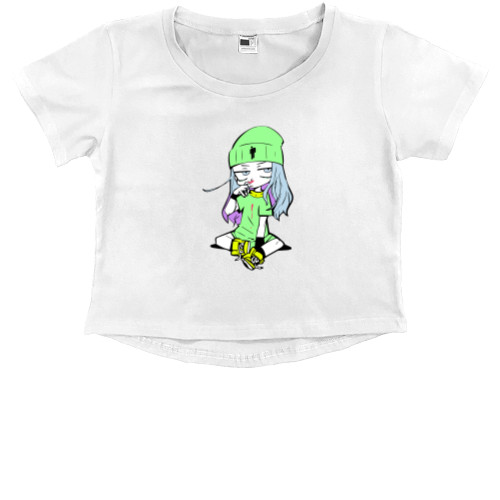 Kids' Premium Cropped T-Shirt - Billie Eilish chibi - Mfest