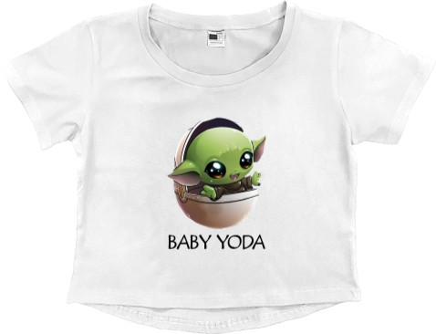 Women's Cropped Premium T-Shirt - Baby yoda Art - Mfest