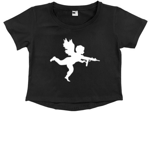 Kids' Premium Cropped T-Shirt - Купидон с автоматом - Mfest