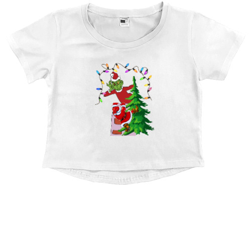 Kids' Premium Cropped T-Shirt - Грінч і дід мороз - Mfest