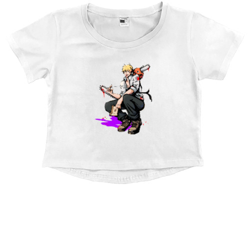 Kids' Premium Cropped T-Shirt - ЛЮДИНА-БЕНЗОПИЛА 9 - Mfest