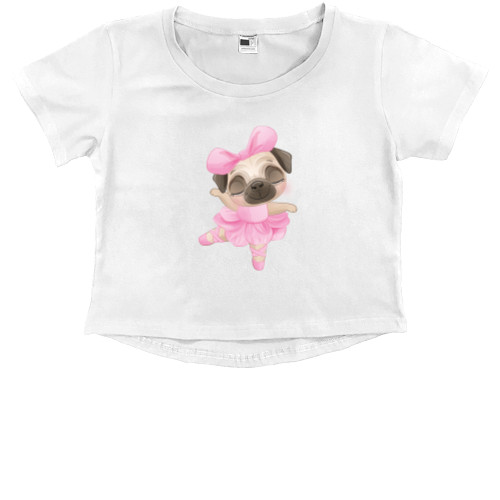 Kids' Premium Cropped T-Shirt - Мопс балерина - Mfest