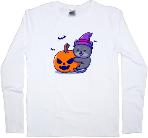 Kids' Longsleeve Shirt - Кіт з гарбузом - Mfest