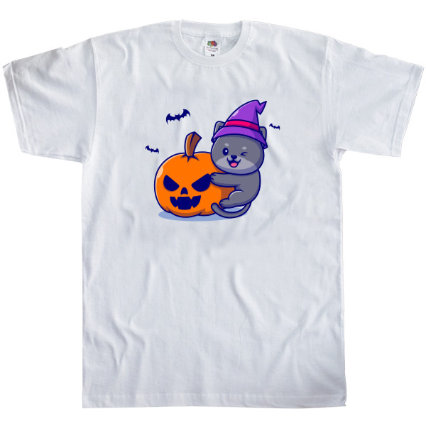 Kids' T-Shirt Fruit of the loom - Кіт з гарбузом - Mfest