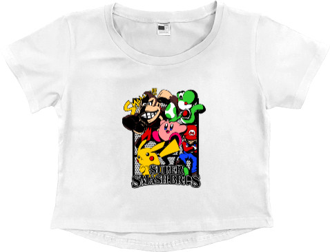 Women's Cropped Premium T-Shirt - Super smash bros - Mfest