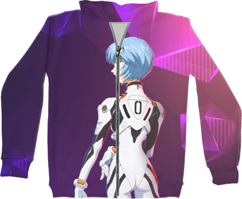 Kids' Zip-through Hoodie 3D - Rei Ayanami 2 - Mfest