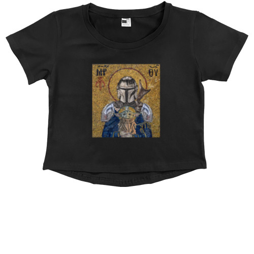 Kids' Premium Cropped T-Shirt - Saint Baby Yoda - Mfest