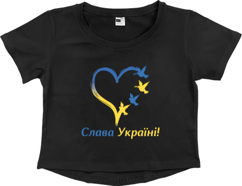 Women's Cropped Premium T-Shirt - Слава Україні! Птицы - Mfest