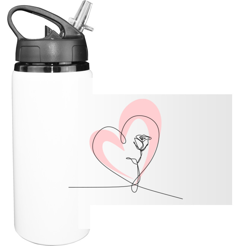 Sport Water Bottle - Сердце и роза - Mfest