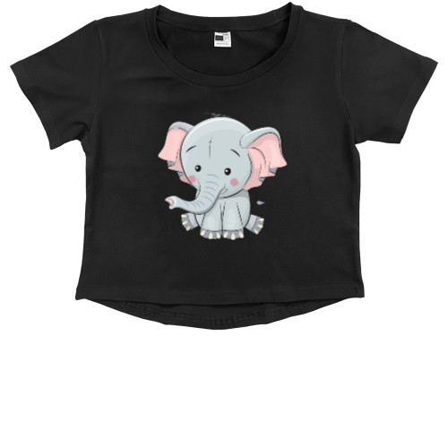 Kids' Premium Cropped T-Shirt - Милый слонёнок - Mfest