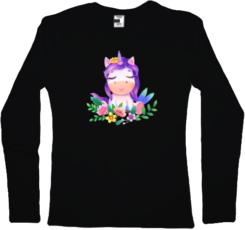 Women's Longsleeve Shirt - Единорог в цветах - Mfest