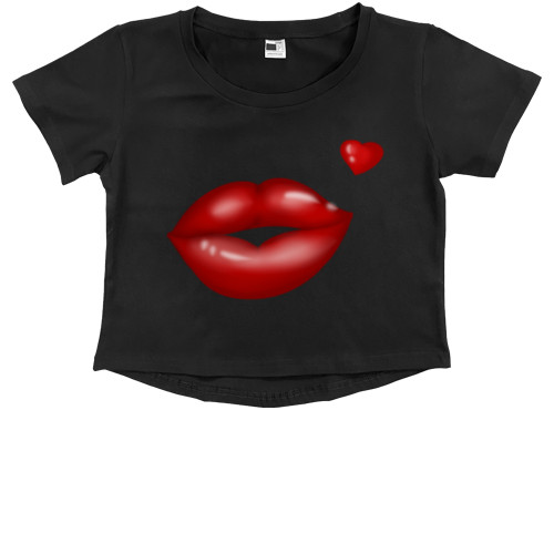 Love is - Kids' Premium Cropped T-Shirt - Влюбленные губы - Mfest