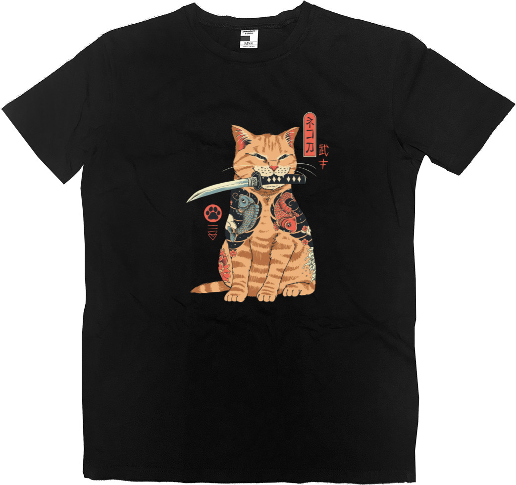 Коты и Кошки - Kids' Premium T-Shirt - Кот самурай - Mfest