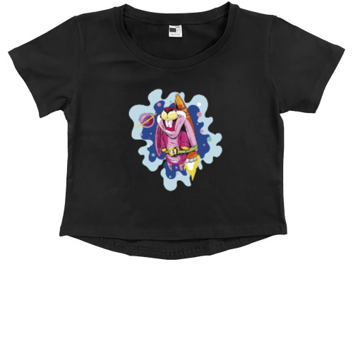 Kids' Premium Cropped T-Shirt - Заяц на ракете - Mfest