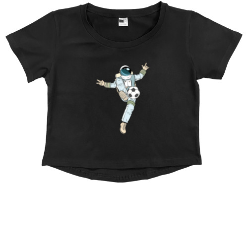 Kids' Premium Cropped T-Shirt - Космонавт футболист - Mfest