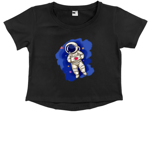 Kids' Premium Cropped T-Shirt - Космонавт с сердечяком - Mfest