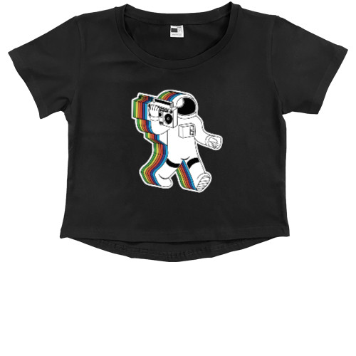 Kids' Premium Cropped T-Shirt - Космонавт меломан - Mfest