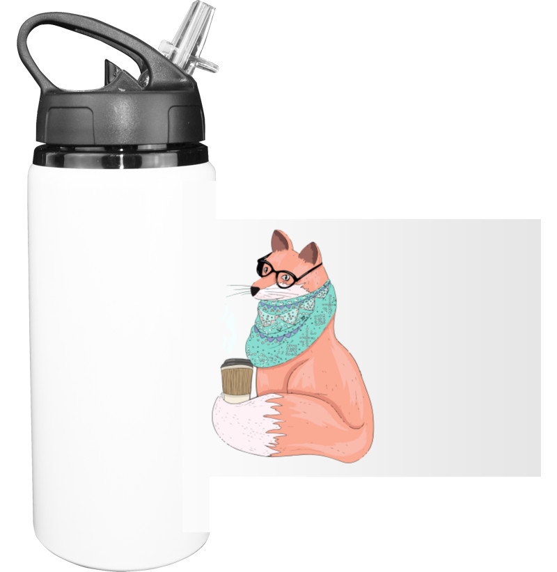 Sport Water Bottle - лисиця з кавою - Mfest