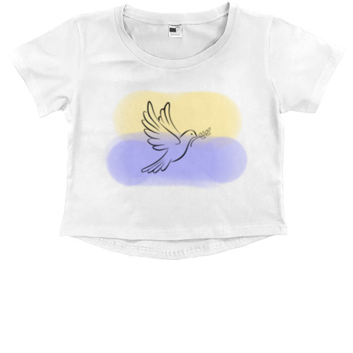 Kids' Premium Cropped T-Shirt - Флаг Украины, голубь - Mfest