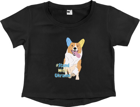 Women's Cropped Premium T-Shirt - Dog Art #StandwithUkraine - Mfest