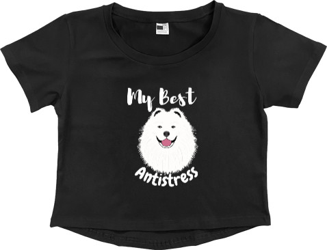 Women's Cropped Premium T-Shirt - Samoyed Best Antistress, Cute Samoyed Dog - Mfest