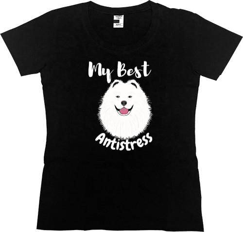 Футболка Премиум Женская - Samoyed Best Antistress, Cute Samoyed Dog - Mfest