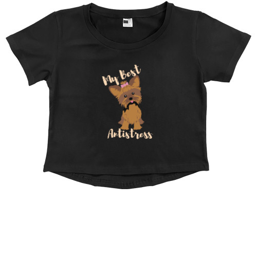 Kids' Premium Cropped T-Shirt - Yorkshire Terrier Best Antistress, I Love My Pet - Mfest