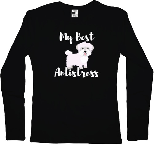 Women's Longsleeve Shirt - Maltese Best Antistress, Мальтийская болонка - Mfest