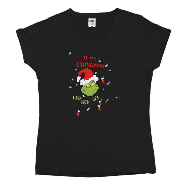 Women's T-shirt Fruit of the loom - Grinch, Merry Christmas, Гринч - Mfest