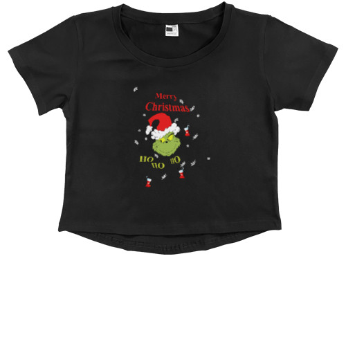 Kids' Premium Cropped T-Shirt - Grinch, Merry Christmas, Гринч - Mfest