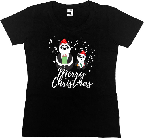 Women's Premium T-Shirt - Christmas Bears, Merry Christmas - Mfest