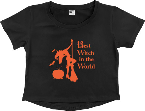 Women's Cropped Premium T-Shirt - Halloween, Best Witch, Happy Halloween - Mfest