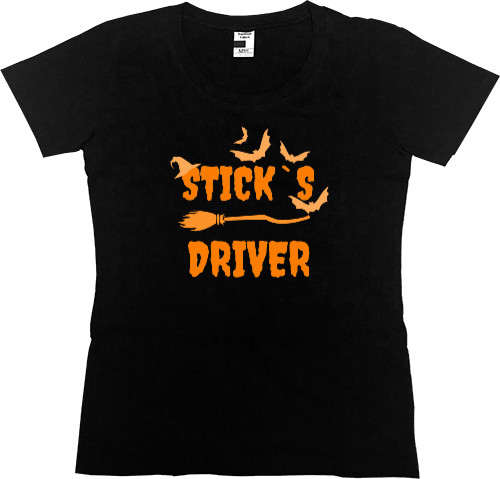 Women's Premium T-Shirt - Halloween, Broom, Happy Halloween - Mfest