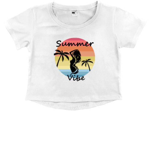 Kids' Premium Cropped T-Shirt - Пальмы, Закат, Summertime, Summer mood - Mfest