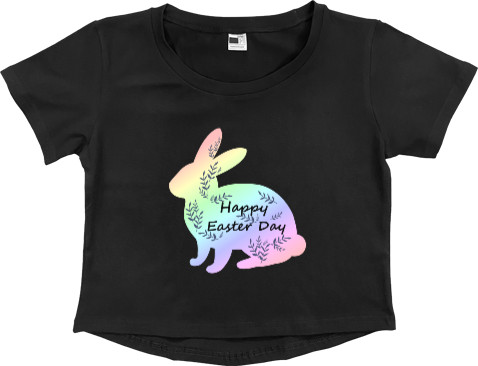 Women's Cropped Premium T-Shirt - Пасха, Пасхальный кролик, Happy Easter Day - Mfest