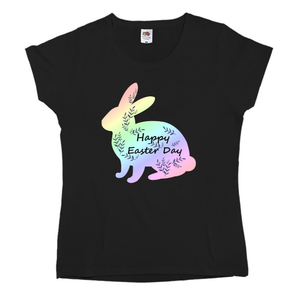 Women's T-shirt Fruit of the loom - Пасха, Пасхальный кролик, Happy Easter Day - Mfest