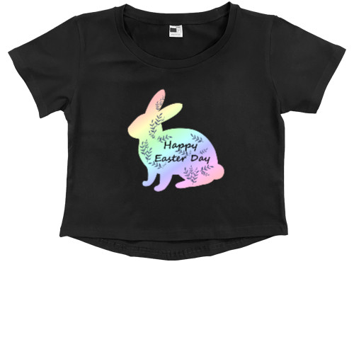 Kids' Premium Cropped T-Shirt - Пасха, Пасхальный кролик, Happy Easter Day - Mfest