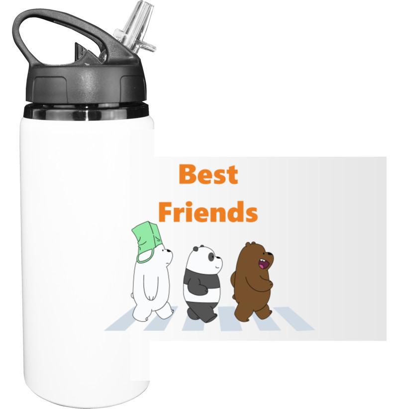 Бутылка для воды - Best friends, Funny bears, панда, медведи - Mfest