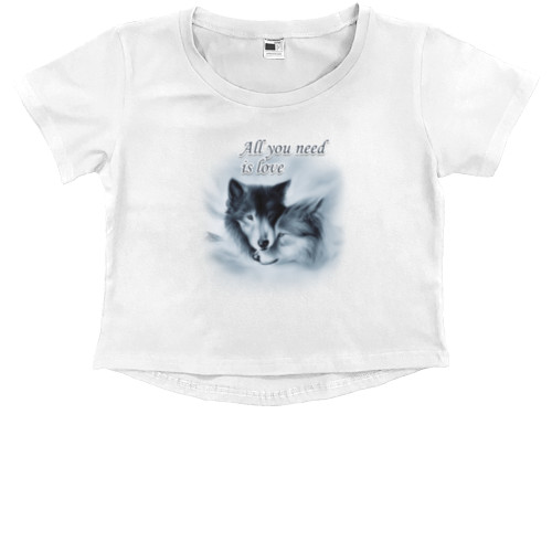 Kids' Premium Cropped T-Shirt - Волки - Mfest