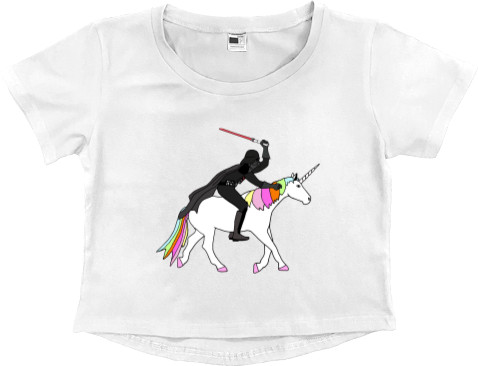 Women's Cropped Premium T-Shirt - Darth Vader Unicorn - Mfest