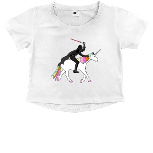 Kids' Premium Cropped T-Shirt - Darth Vader Unicorn - Mfest