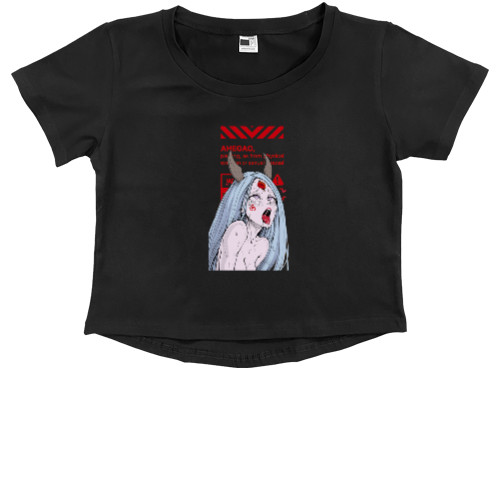 Kids' Premium Cropped T-Shirt - AHEGAO WARNING - Mfest