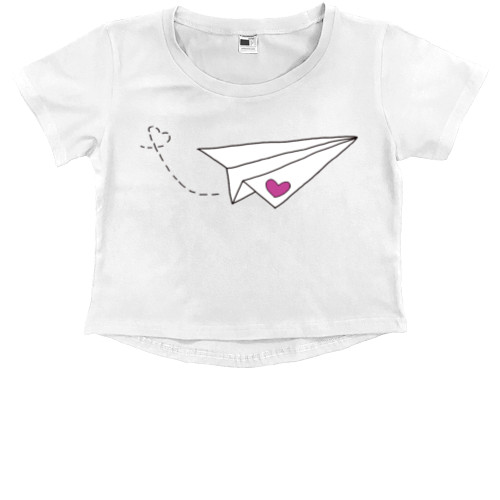 Kids' Premium Cropped T-Shirt - Самолет с сердцем - Mfest